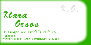 klara orsos business card